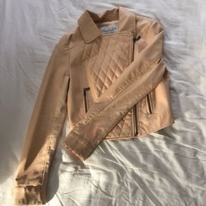 Light peach pleather moto jacket